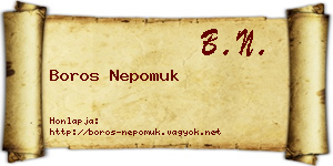 Boros Nepomuk névjegykártya